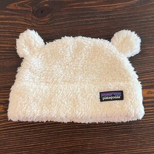 Patagonia Cream Fleece Furry Beanie with Ears